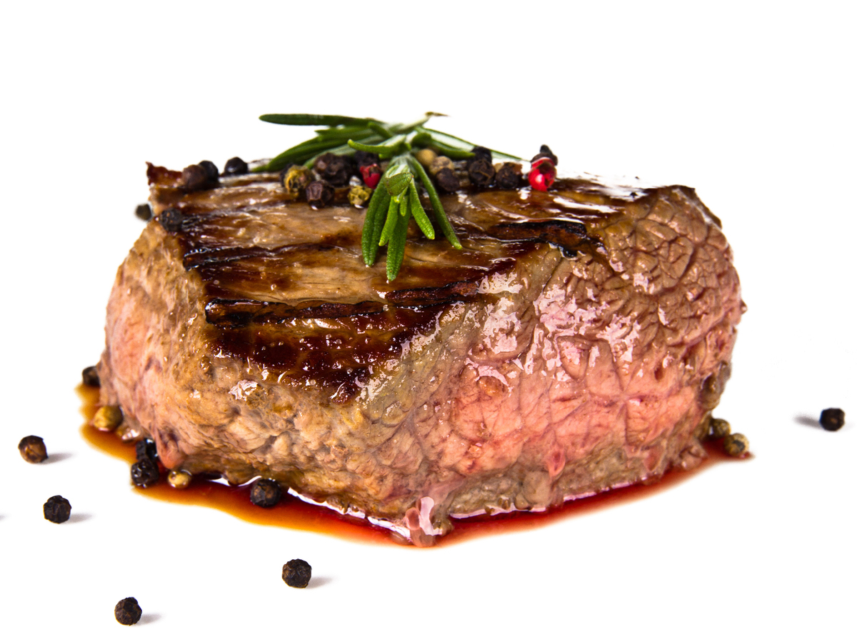 Cooked steak on white background